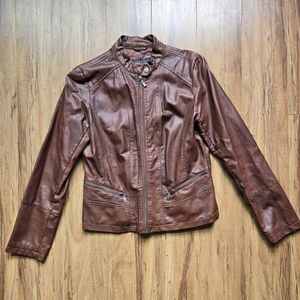 Bernardo Brown Faux Lether Jacket womens size medium